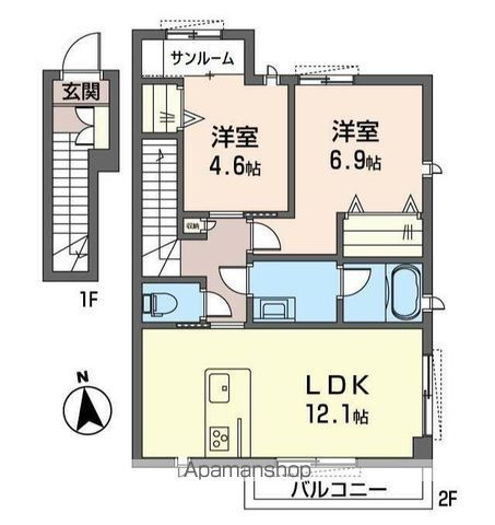 東京都府中市武蔵台３ 西国分寺駅 2LDK アパート 賃貸物件詳細