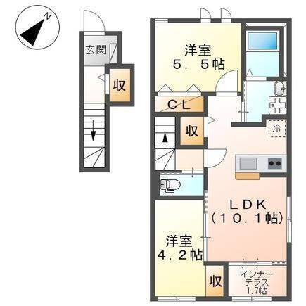 群馬県高崎市乗附町 高崎駅 2LDK アパート 賃貸物件詳細