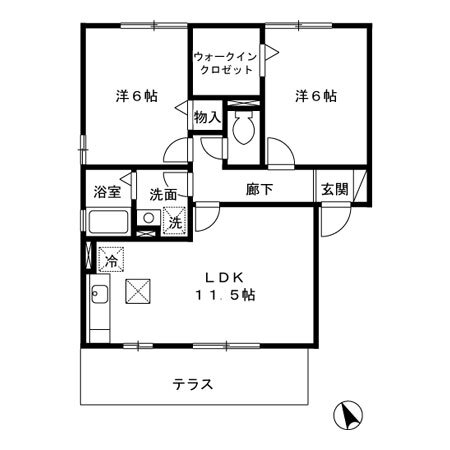 群馬県高崎市矢中町 倉賀野駅 2LDK アパート 賃貸物件詳細