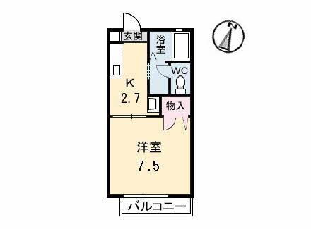 ディアス下小川 2階 1K 賃貸物件詳細