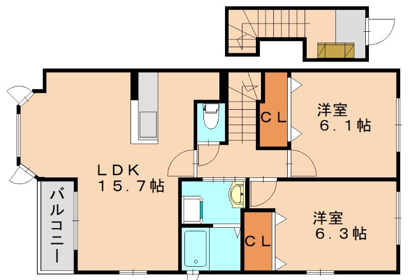 アベンシスパークＣ 2階 2LDK 賃貸物件詳細