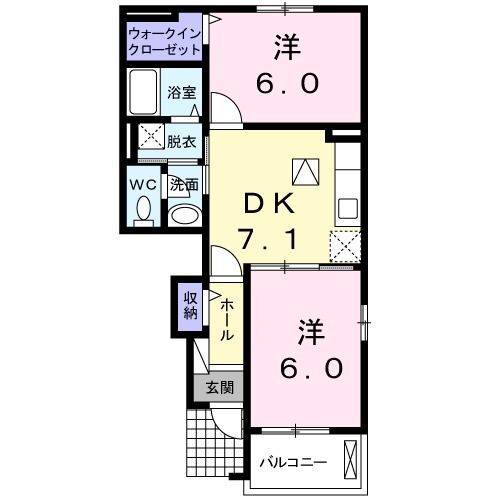 ブリアンＨＭ　Ｂ棟 1階 2DK 賃貸物件詳細