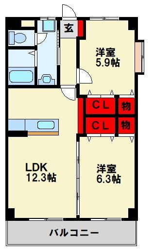 福岡県北九州市八幡西区力丸町 本城駅 2LDK マンション 賃貸物件詳細
