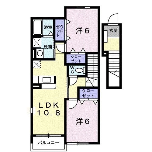 ヴィラ・プロヴァンスＢ 2階 2LDK 賃貸物件詳細