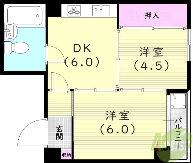 兵庫県西宮市甲子園浦風町 甲子園駅 2DK マンション 賃貸物件詳細