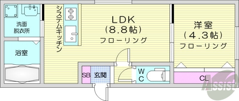 北海道札幌市豊平区豊平一条６ 菊水駅 1LDK マンション 賃貸物件詳細