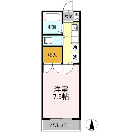 メゾン精　Ｉ棟 2階 1K 賃貸物件詳細