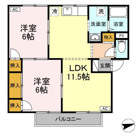 鳥取県米子市西福原６ 後藤駅 2LDK アパート 賃貸物件詳細