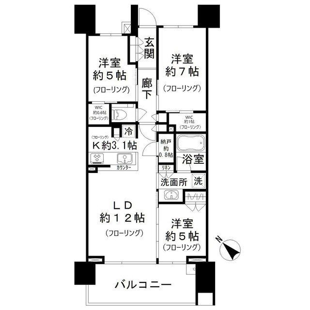 福岡県福岡市早良区西新５ 西新駅 3LDK マンション 賃貸物件詳細