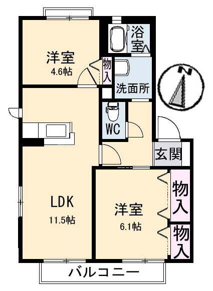 岡山県倉敷市新田 倉敷駅 2LDK アパート 賃貸物件詳細