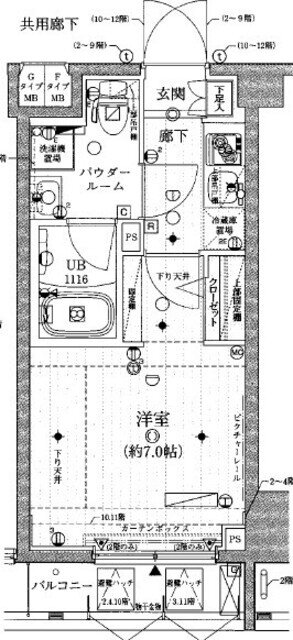 メインステージ三田アーバンスクエア 7階 1K 賃貸物件詳細