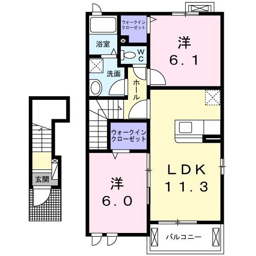 メイプルコートＩＩＩ 2階 2LDK 賃貸物件詳細