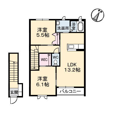 エピナール　Ｂ棟 2階 2LDK 賃貸物件詳細