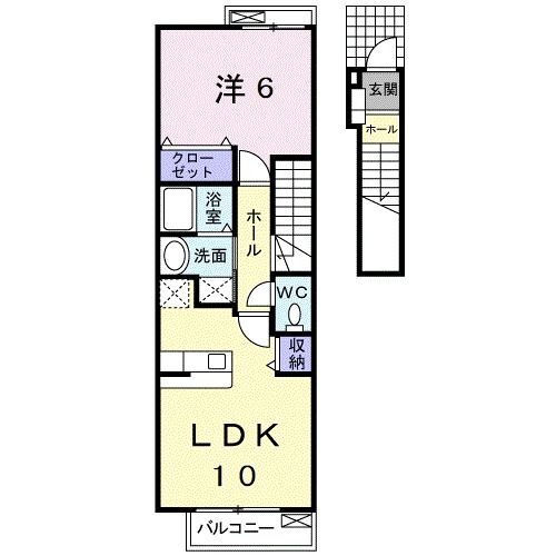 アンジュＩＩＩ 2階 1LDK 賃貸物件詳細