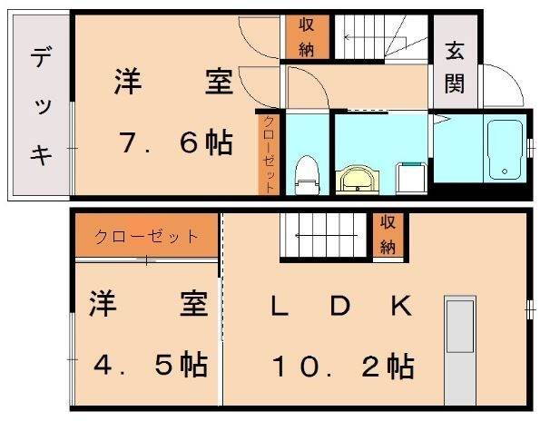 福岡県宗像市徳重２ 教育大前駅 2LDK アパート 賃貸物件詳細