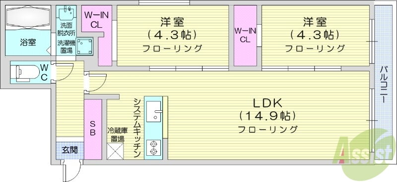 北海道札幌市北区北三十六条西８ 麻生駅 2LDK マンション 賃貸物件詳細