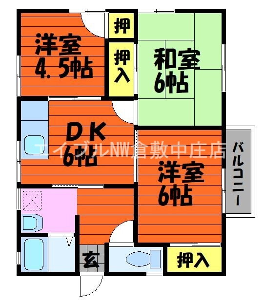 岡山県倉敷市上富井 西富井駅 3DK アパート 賃貸物件詳細