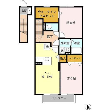 ルミエール三松　Ａ棟 2階 2DK 賃貸物件詳細
