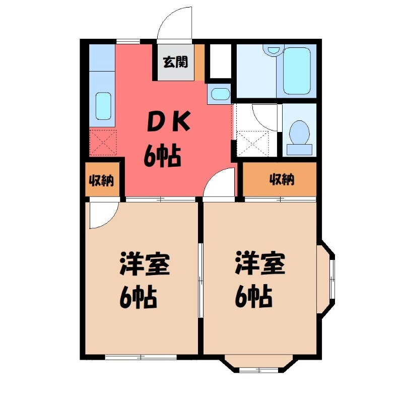 茨城県古河市小堤 古河駅 2DK アパート 賃貸物件詳細