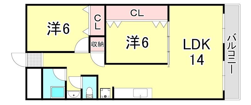 兵庫県西宮市小松北町２ 武庫川駅 2LDK アパート 賃貸物件詳細