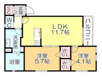 福岡県久留米市野中町 南久留米駅 2LDK アパート 賃貸物件詳細
