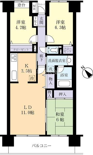 ハーモニータウン新取手弐番館 6階 3LDK 賃貸物件詳細