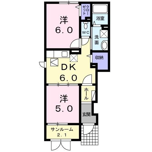 ブルーワン　Ｂ 1階 2DK 賃貸物件詳細