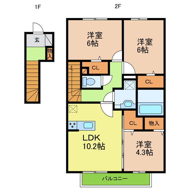 愛知県日進市岩崎町 杁ヶ池公園駅 3LDK アパート 賃貸物件詳細
