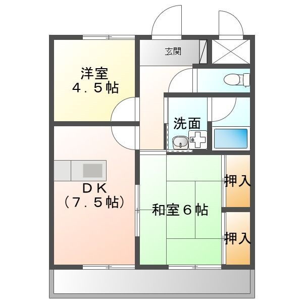 レインボーＫ 1階 2DK 賃貸物件詳細