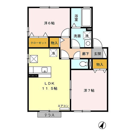 フジコーコ波木Ｂ 1階 2LDK 賃貸物件詳細