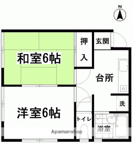 福島県いわき市郷ケ丘２ いわき駅 2K アパート 賃貸物件詳細