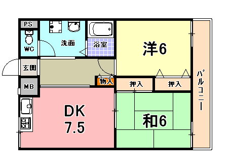 兵庫県尼崎市南武庫之荘３ 武庫之荘駅 2DK マンション 賃貸物件詳細