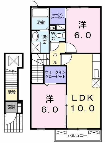 ニュー　シャトーＡ 2階 2LDK 賃貸物件詳細