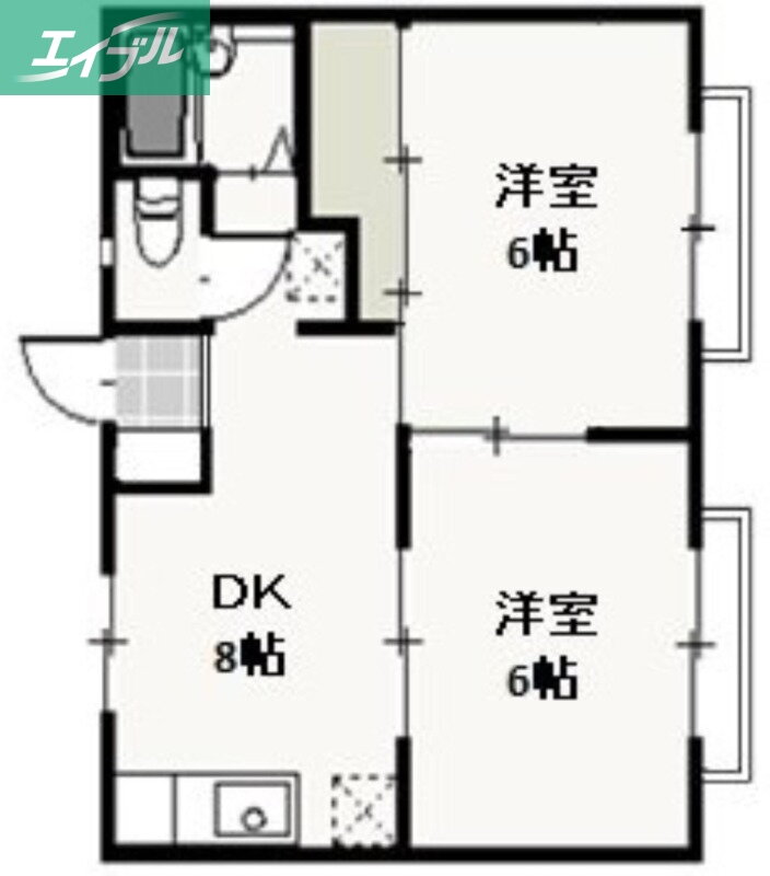 パークサイド学南Ｂ 2DK 賃貸物件詳細