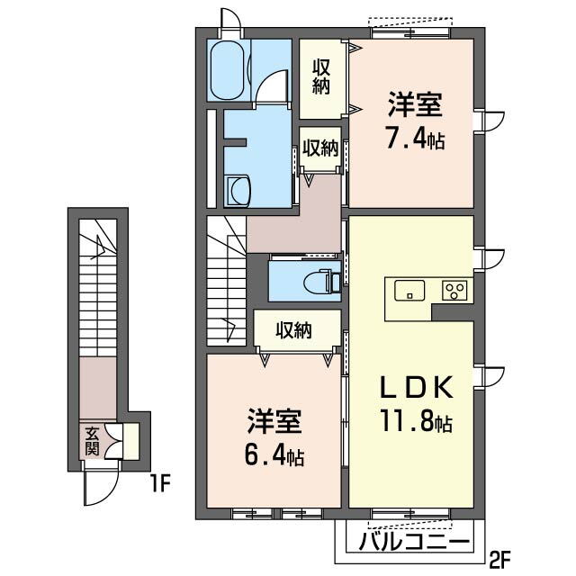 群馬県前橋市六供町５ 前橋駅 2LDK アパート 賃貸物件詳細
