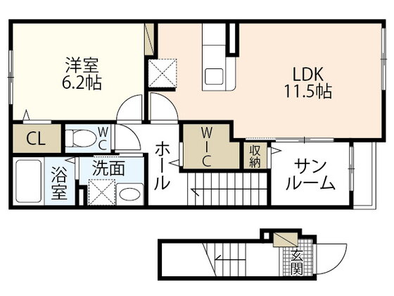 広島県広島市安芸区畑賀３ 安芸中野駅 1LDK アパート 賃貸物件詳細