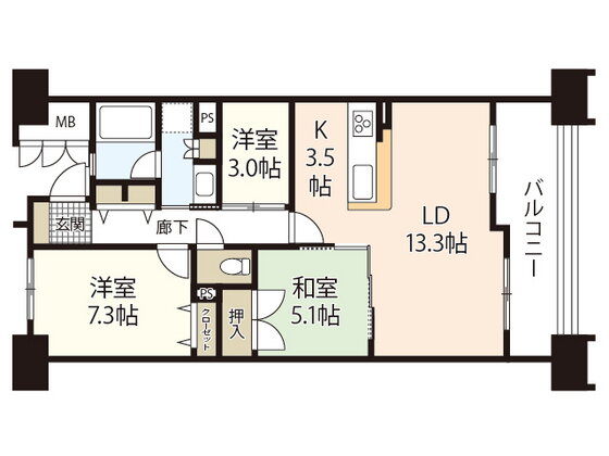 広島県広島市中区東白島町 白島駅 2SLDK マンション 賃貸物件詳細