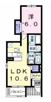福島県郡山市咲田１ 郡山駅 1LDK アパート 賃貸物件詳細