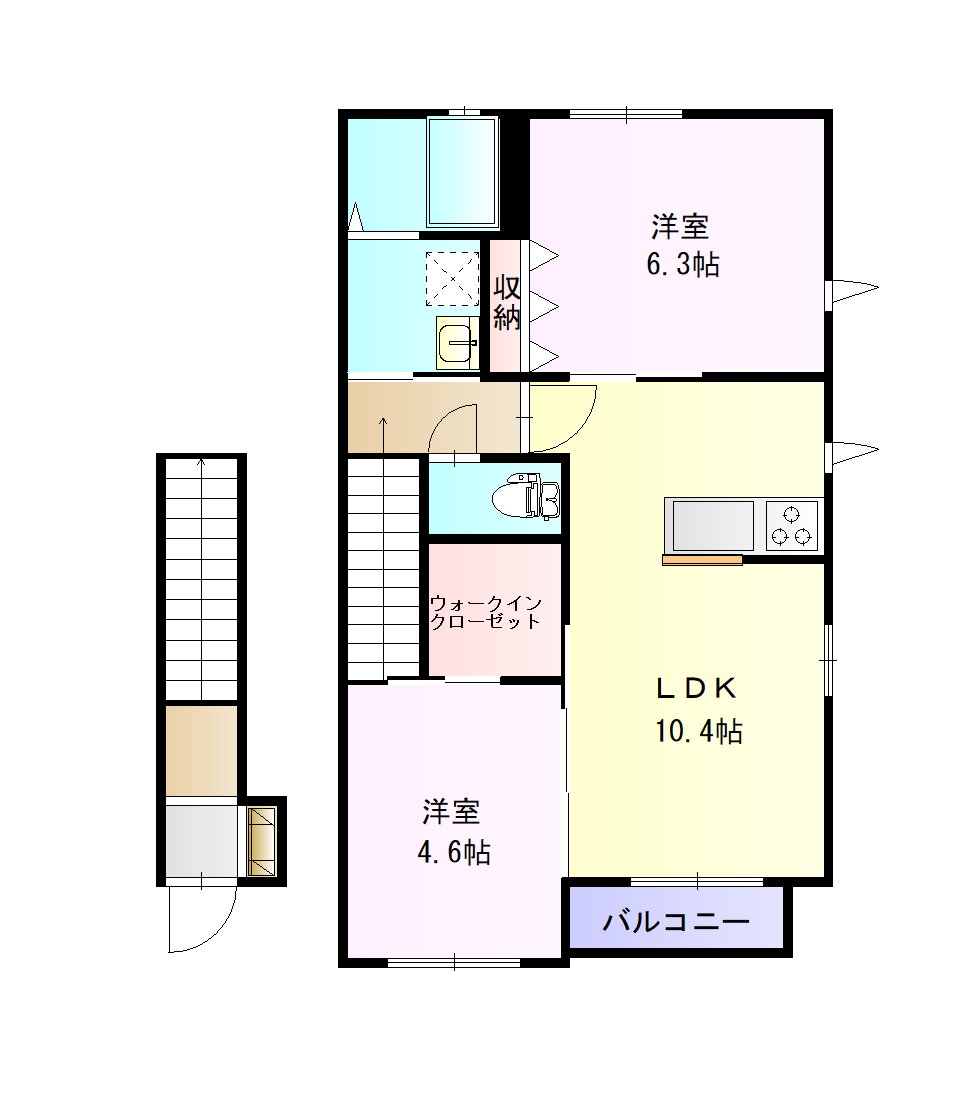 群馬県前橋市江田町 新前橋駅 2LDK アパート 賃貸物件詳細