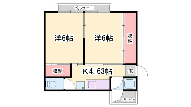 兵庫県加古川市尾上町口里 浜の宮駅 2K アパート 賃貸物件詳細