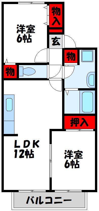 福岡県宗像市土穴１ 赤間駅 2LDK アパート 賃貸物件詳細