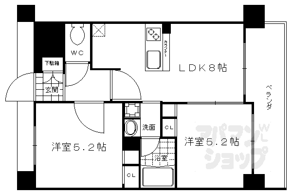 エステムプラザ京都御所ノ内ＲＥＧＩＡ 2階 2LDK 賃貸物件詳細