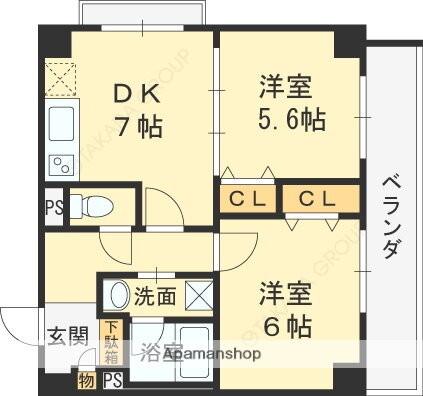 兵庫県西宮市松原町 西宮駅 2DK マンション 賃貸物件詳細