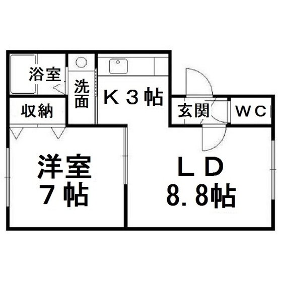 リバティとん田 2階 1LDK 賃貸物件詳細