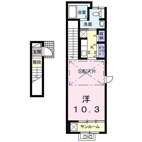 アシェイドサクラ 2階 1K 賃貸物件詳細