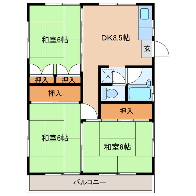 山口県岩国市平田３ 川西駅 3DK アパート 賃貸物件詳細