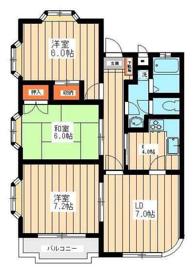 グランディール　Ｂ 3階 3LDK 賃貸物件詳細