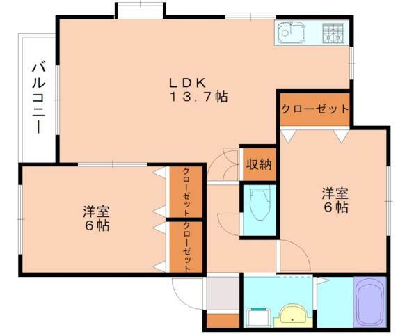 福岡県宗像市須恵４ 赤間駅 2LDK アパート 賃貸物件詳細