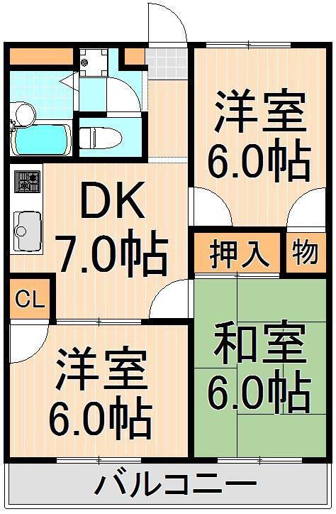 アンザベルテＩＩＩ 3階 3DK 賃貸物件詳細