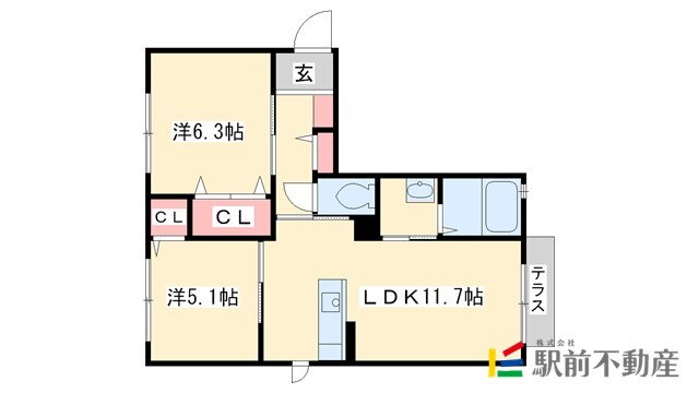 福岡県筑紫野市上古賀４ 天拝山駅 2LDK アパート 賃貸物件詳細